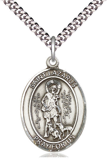 St. Lazarus Medal, Sterling Silver, 3/4", 18" Chain, # 7642-sale