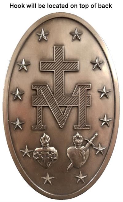 - 8" Miraculous Medal Plaque, Bronzed Veronese Resin, # 7723