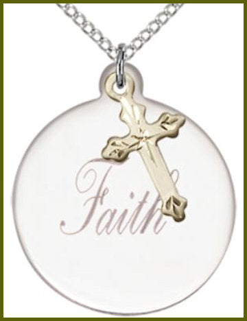 Engravable Sterling Disc & Gold Filled Cross, Your Choice of Chain, # 7739