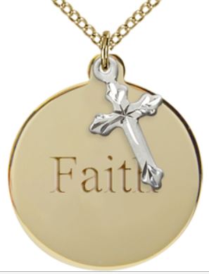Engravable Gold Filled Disc & Sterling Cross, Your Choice of Chain, # 7742