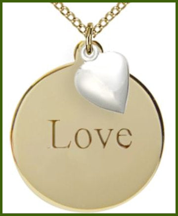 Engravable Gold Filled Disc & Sterling Heart, Your Choice of Chain, # 7743