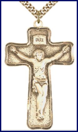 14kt Gold Filled Crucifix, 1-3/4", Your Choice of Chain, # 7766