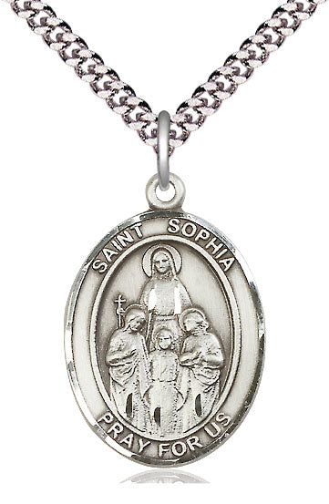 St. Sophia Medal, Sterling Silver, 3/4", 18" Chain, # 7794-sale