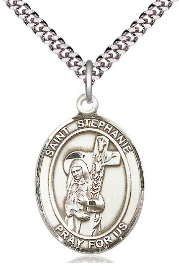 St. Stephanie Medal, Sterling Silver, 3/4", 18" Chain, # 7796-sale