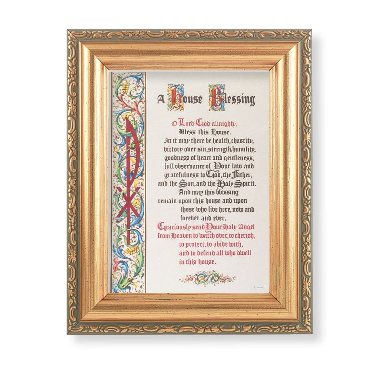 Antique Gold Frame, 5.75"x7.25" overall, Under Glass, House Blessing, # 10901