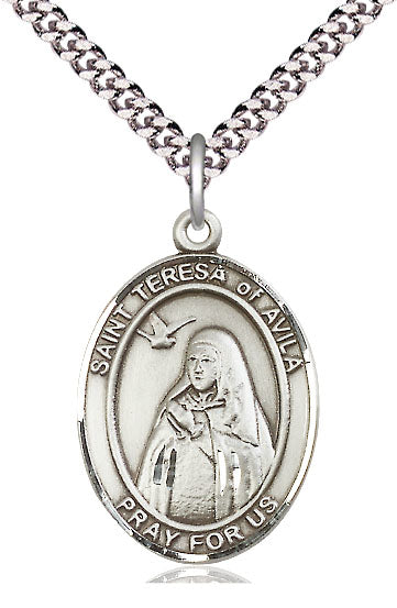 St. Teresa of Avila Medal, Sterling Silver, 3/4", 18" Chain, # 7801-sale