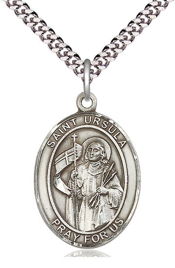 St. Ursula Medal, Sterling Silver, 3/4", 18"  Chain, # 7813-sale