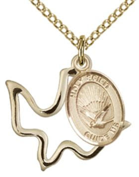 Double Holy Spirit Medals, 14kt Gold Filled, 1/2", Your Choice of Chain, # 7818