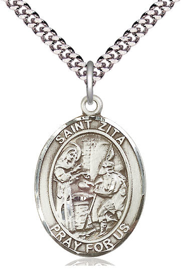 St. Zita Medal, Sterling Silver, 3/4", 18" Chain, # 7834-sale