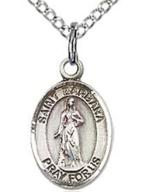 St. Barbara Charm Medal, Sterling Silver, 1/2" tall, Your choice of chain, # 7853