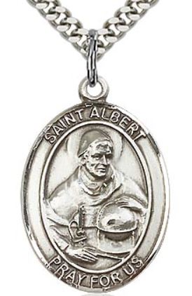 3/4"x9/16" St. Albert the Great Medal, Sterling Silver, 18" chain, # 7863-sale