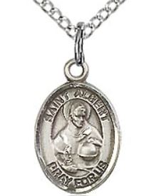 St. Albert the Great Charm Medal, Fine Pewter, 1/2" tall, Your choice of chain, # 10303