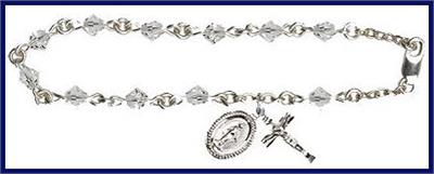 Silver Finish 5mm Rundell Swarovski Rosary Bracelet, Crystal, # 7909