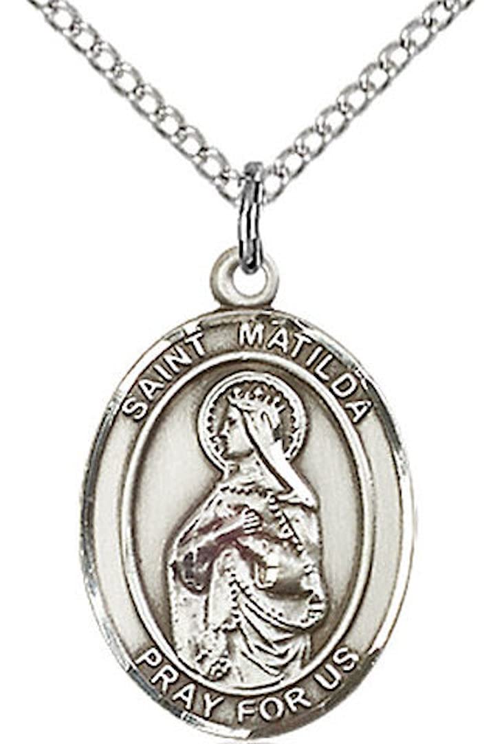 St. Matilda Medal in Fine Pewter, 3/4" tall, Your Choice of Chain # 17155