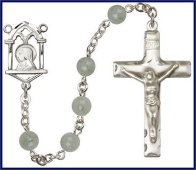 6mm Aventurine Bead Rosary, Silver Finish, # 7916