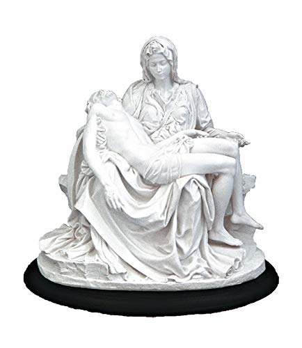 7" Pieta Statue in White Resin on Black Wood Base, # 17751
