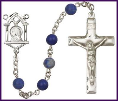 6mm Sodalite Bead Rosary, Silver Finish, # 7920
