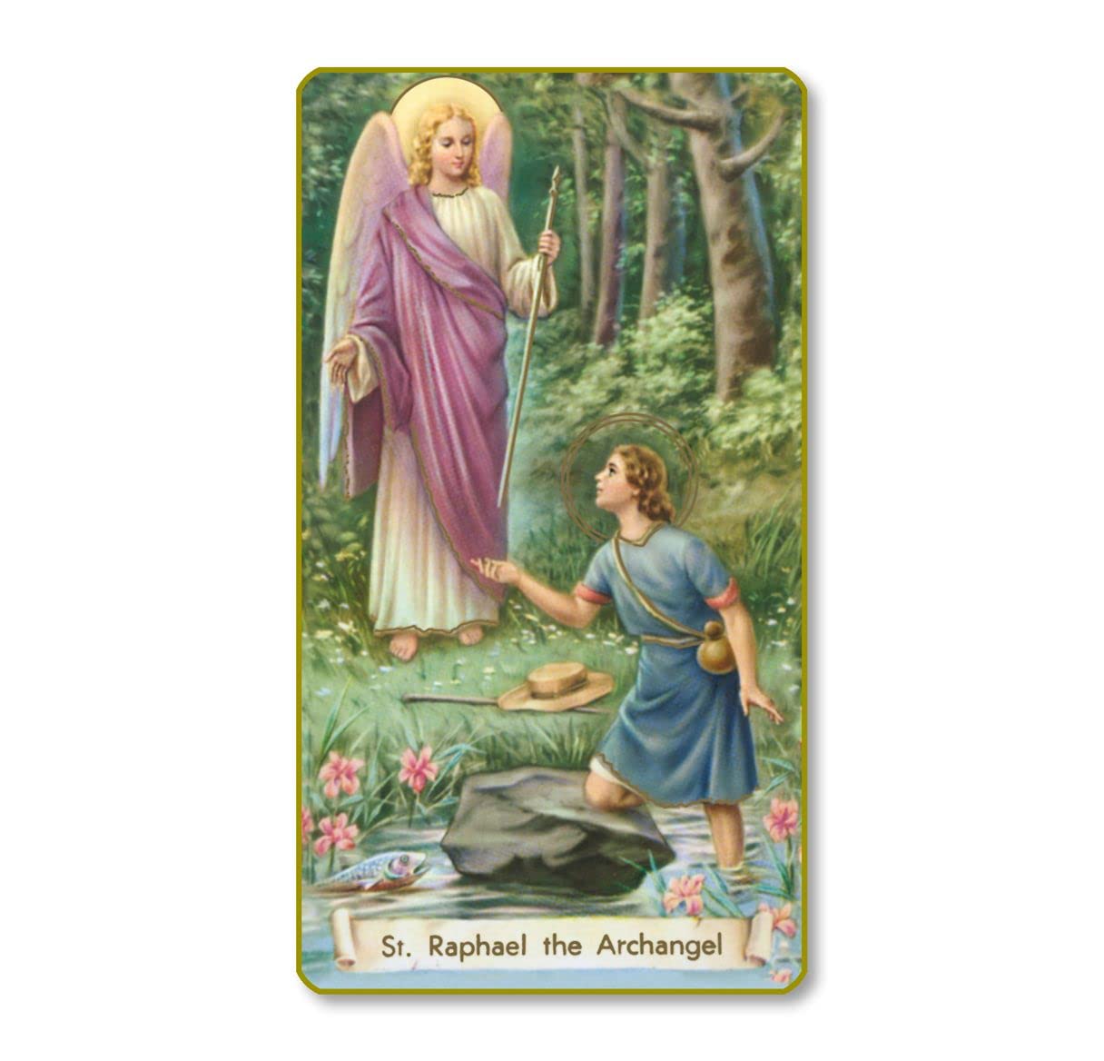 St. Raphael the Archangel Italian Paper Holy Cards, 2"x4", Blank Back, 100-Pack, # 6097