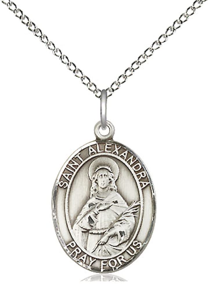St. Alexandra Medal in Fine Pewter, 3/4" tall, Your Choice of Chain, # 5729