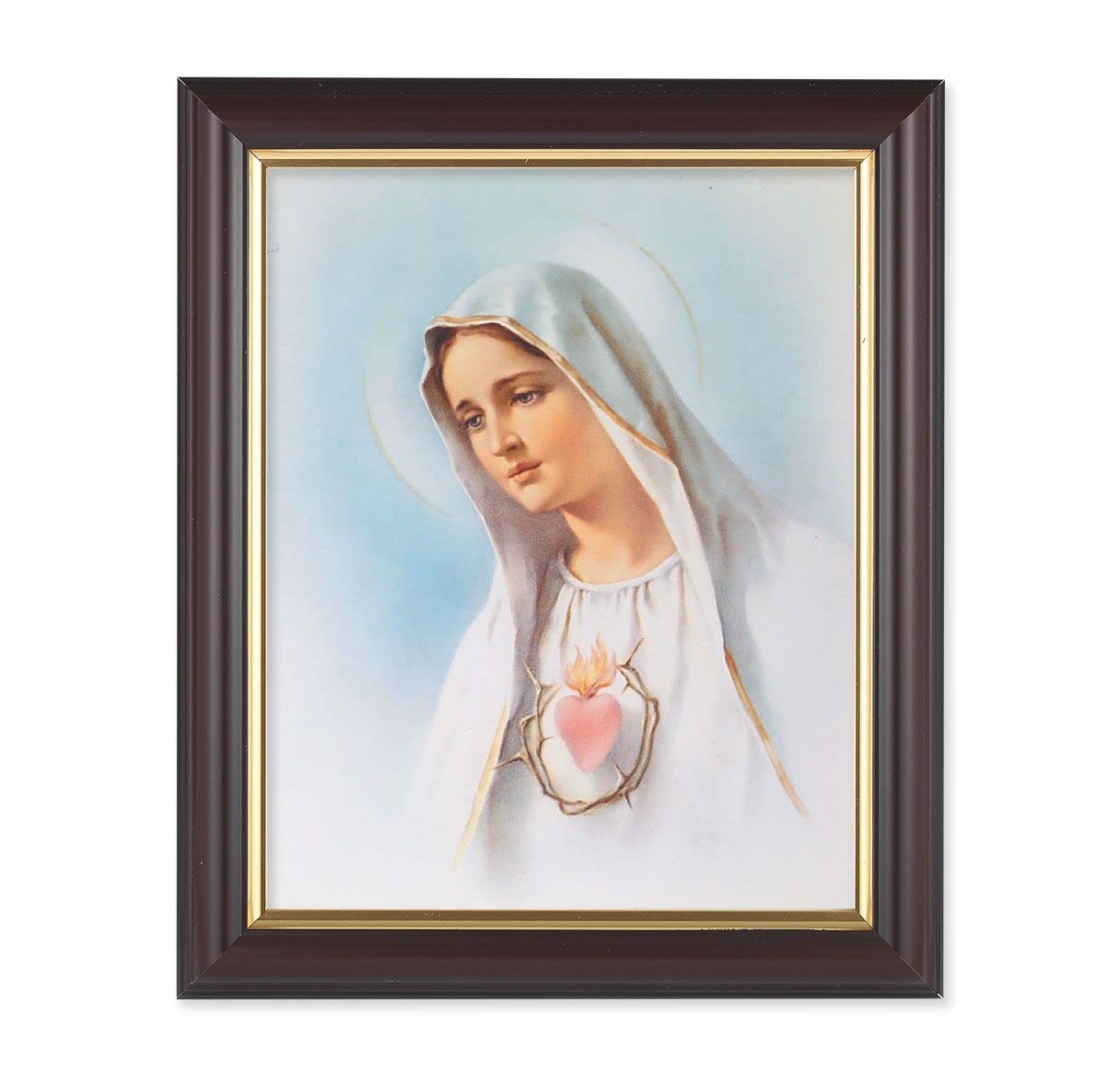 Immaculate Heart of Mary, 10"x12", Classic Fluted Walnut Finished Frame, Italian Print Under Glass # 26210