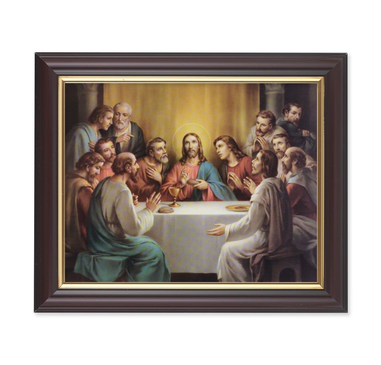 Bonella: Last Supper, 10"x12", Classic Fluted Walnut Finished Frame, Italian Print Under Glass # 26297