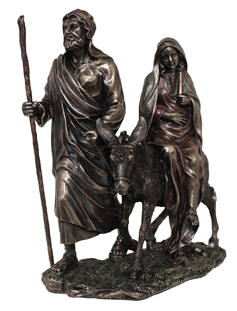 Journey to Bethlehem Statue, 9" Tall, Cold Cast Bronze, Lightly Hand Painted, # 21115
