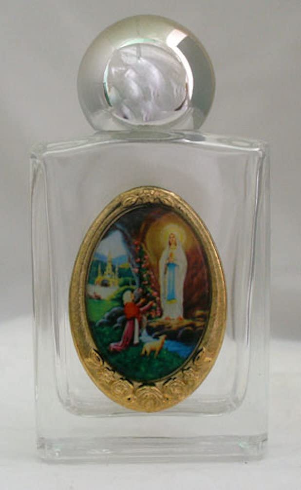Lourdes Glass Holy Water Bottle, 1 oz, 2.25", Made in Italy, 4-Count Value Pack, # 64178