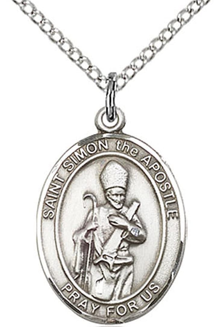 St. Simon the Apostle Medal in Fine Pewter, 3/4" tall, Your Choice of Chain # 17236