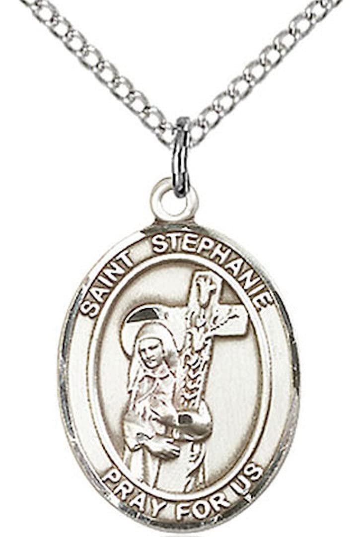 St. Stephanie Medal in Fine Pewter, 3/4" tall, Your Choice of Chain # 17243