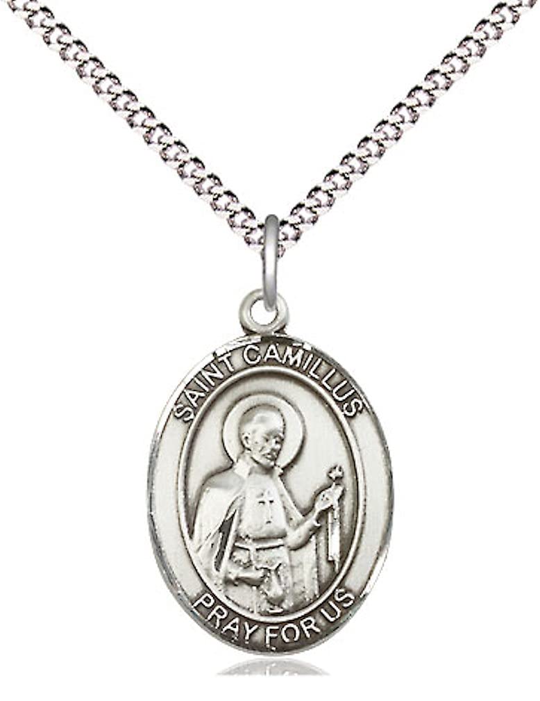 St. Camillus of Lellis Medal in Fine Pewter, 3/4" tall, Your Choice of Chain # 16984