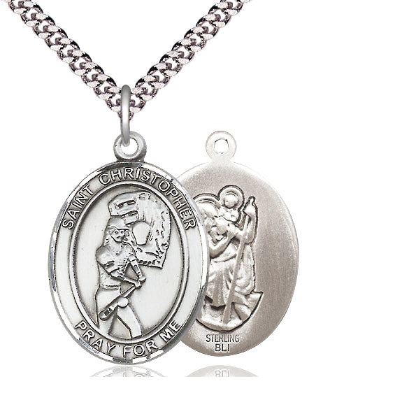 Softball / St. Christopher Medal, Sterling Silver, 3/4", Your Choice of Chain, # 8028