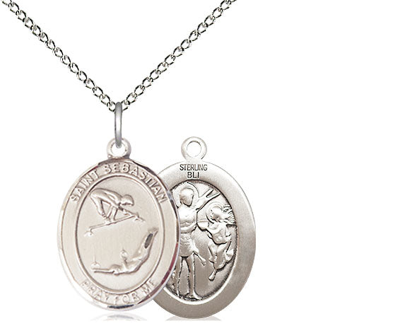 Gymnastics / St. Sebastian Medal, Sterling Silver, 3/4", Your Choice of Chain, # 8056