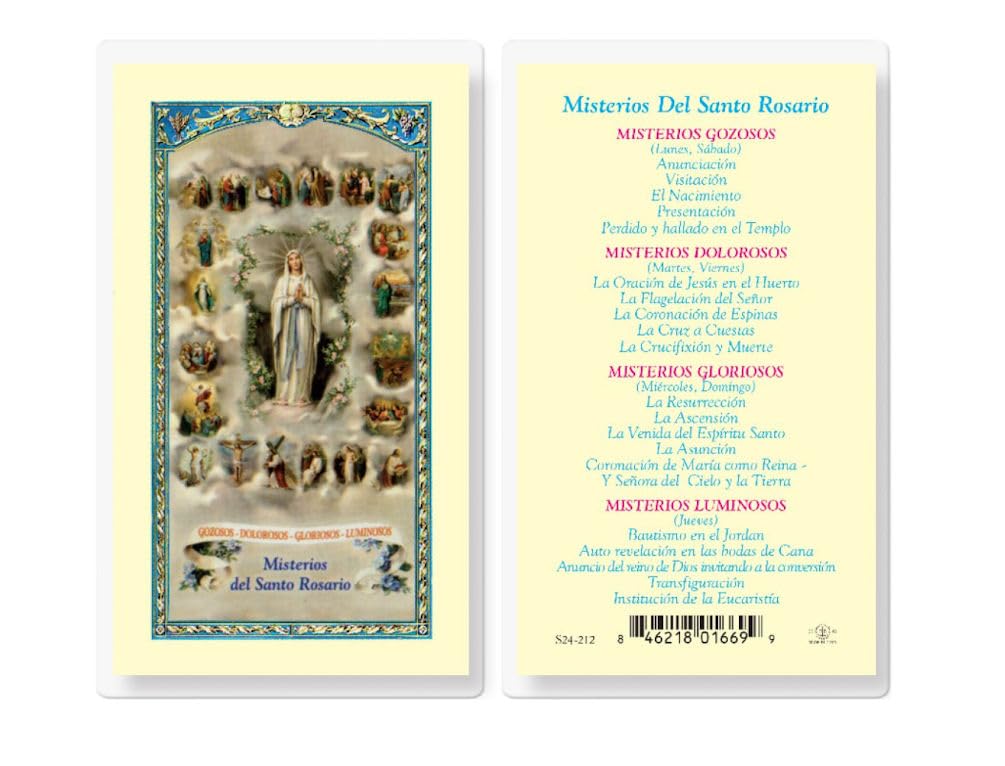 - MISTERIOS DEL SANTO ROSARIO Spanish Laminated Holy Cards, 25-Count Value Pack, # 18200