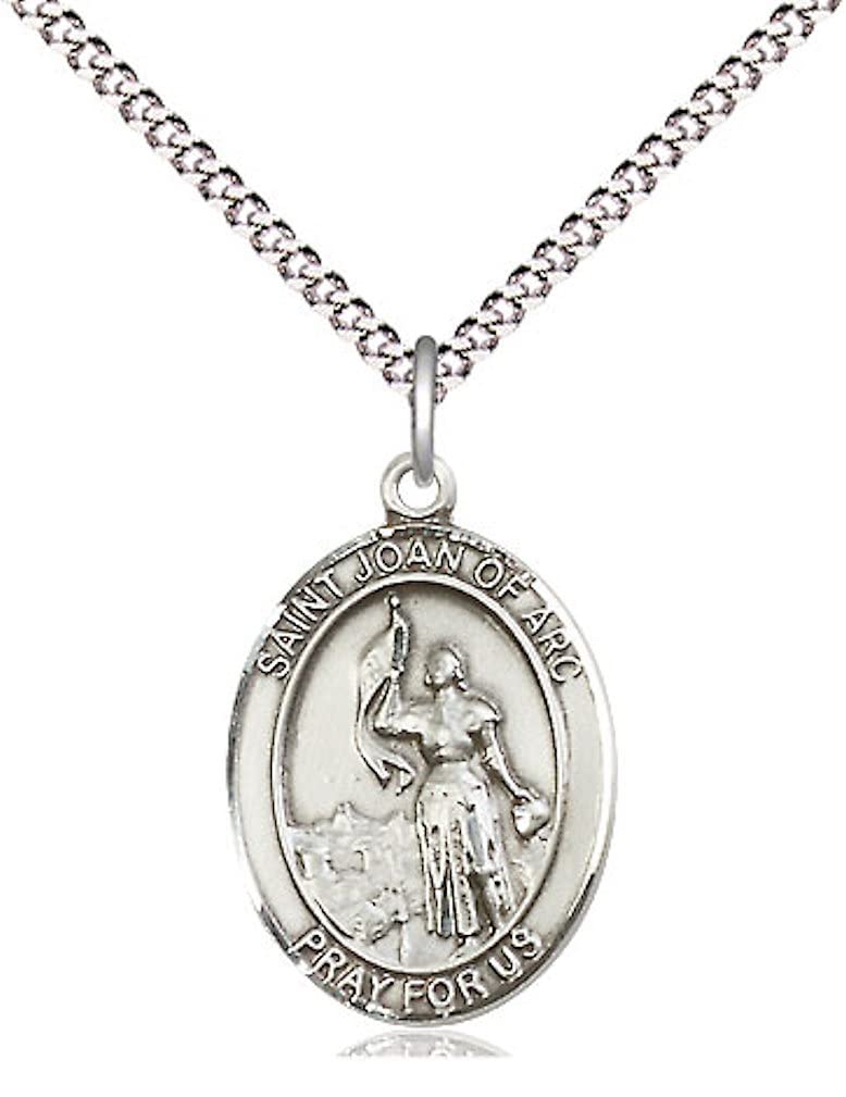 St. Joan of Arc Medal in Fine Pewter, 3/4" tall, Your Choice of Chain # 17081