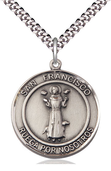 San Francisco Spanish Medal, Sterling Silver, 1" Round, Your Choice of Chain, # 8102
