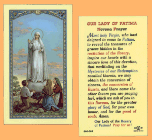 Our Lady Of Fatima Novena Prayer: Laminated Holy Card, # 99786