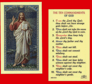 Ten Commandments: Laminated Holy Card, # 99730