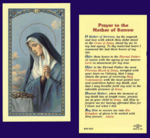 Prayer To The Mother Of Sorrow Laminated Holy Card, 25-Pack, # 99777