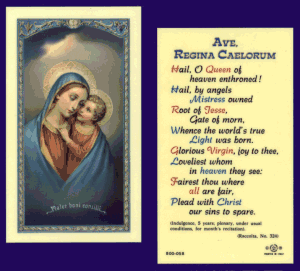 Our Lady of Good Counsel / Ave Regina Caelorum Laminated Holy Card, # 99796