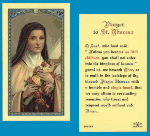 Prayer To St. Theresa, Laminated Holy Card, # 99826