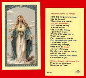 Offering To Mary: Laminated Holy Card, # 99797