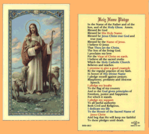 Holy Name Pledge: Laminated Holy Card, # 99972