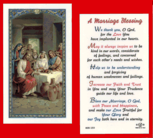 Marriage Blessing: Laminated Holy Card, # 99977