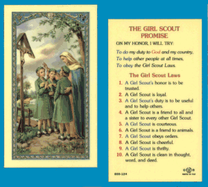 Girl Scout Promise: Laminated Holy Card, # 59020
