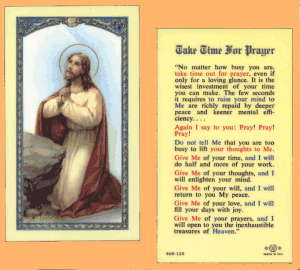 Take Time For prayer: Laminated Holy Card, # 59012