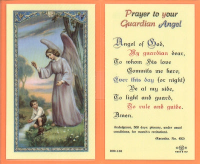 Boy/Guardian Angel Laminated Holy Card, # 99831
