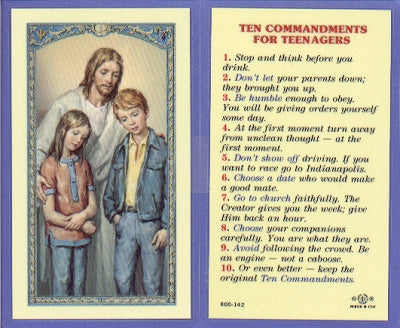 Teen Commandments Laminated Holy Card, # 59016