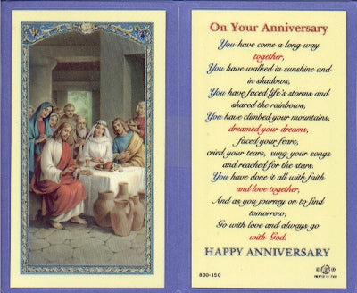 Anniversary Laminated Holy Card, # 59002