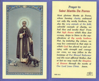 Prayer to St Martin De Porres Laminated Holy Card, 25-Pack, # 99888