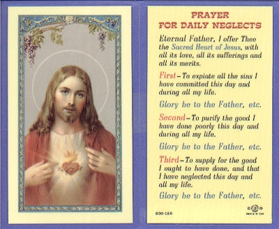 Daily Neglects Laminated Holy Card, # 99723